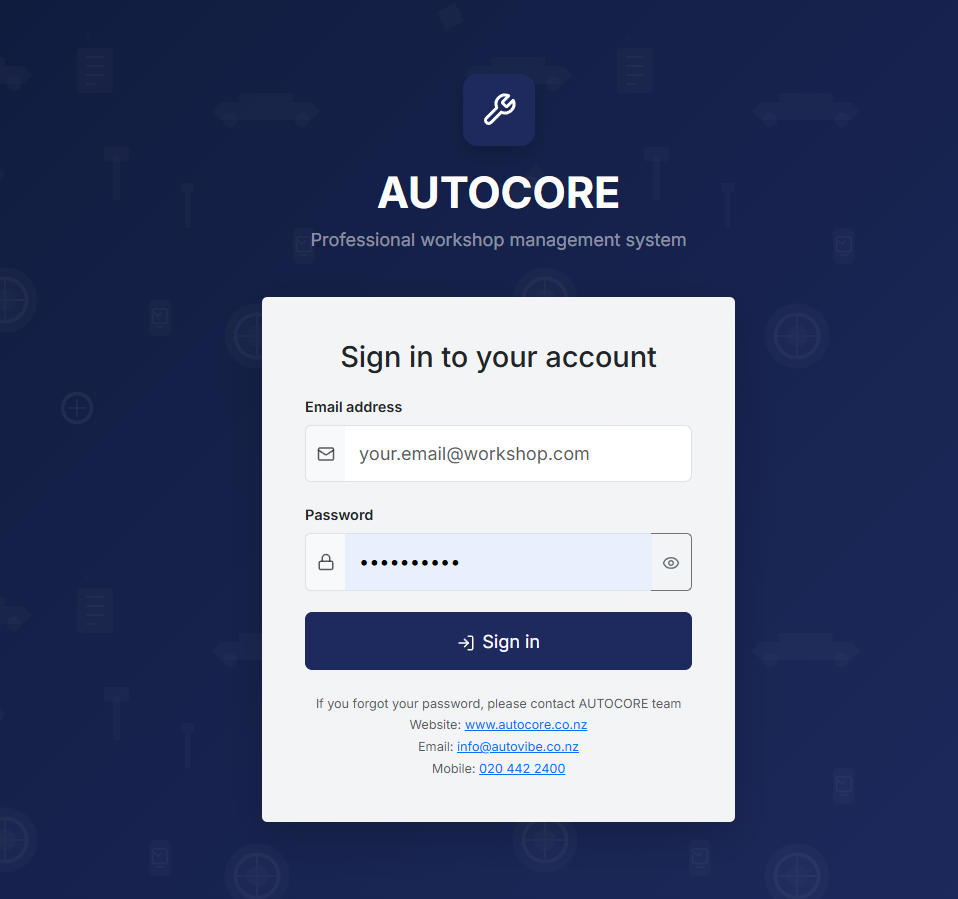 AUTOCORE Login
